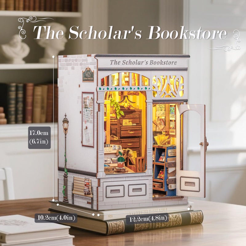 CUTEBEE Book Nook Kit - DIY Miniature House Dollhouse Kit for Adults and Teens, Booknook Tiny House Bookshelf Decor 3D Wooden Puzzle, Gifts for Family, Friends (The Scholar's Bookstore) - Image 2