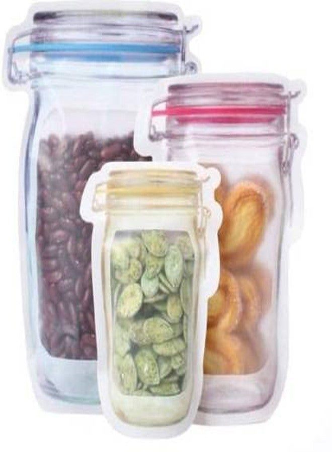 Bekner Jar Zipper Bags Storage for Food Snack Sandwich - Seal Food Bag Leak-Proof for Travel Reusable Ziplock Bottles Shaped Pouches (Pack Of 3 Different Size) - Image 2