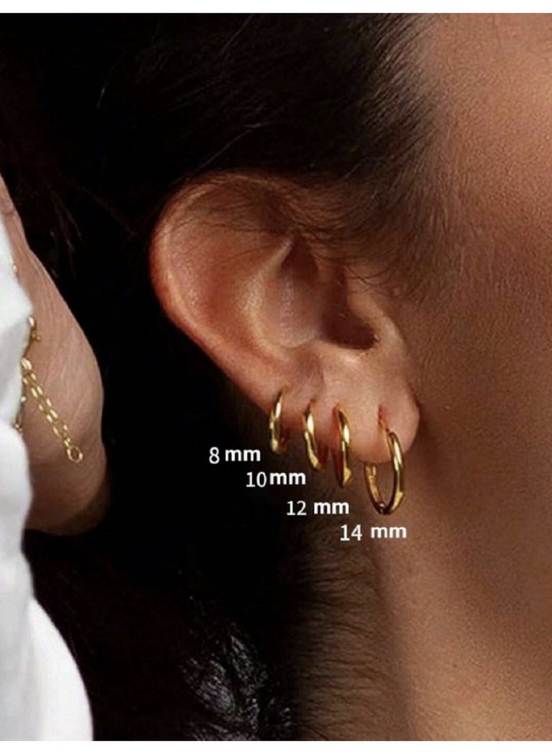 ڤيا طقم أقراط ذهبي فاخر للنساء – اربعة  أزواج متعددة الأحجام - Image 2