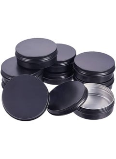 KASTWAVE KASTWAVE 12 Pack Round Lip Balm Tin Cans Aluminum Cosmetic Sample Containers with Screw Lid Matte Black Metal Empty Tins Storage Travel Tin Jars 3.4 oz  - Image 1
