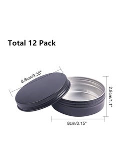 KASTWAVE KASTWAVE 12 Pack Round Lip Balm Tin Cans Aluminum Cosmetic Sample Containers with Screw Lid Matte Black Metal Empty Tins Storage Travel Tin Jars 3.4 oz  - Image 4