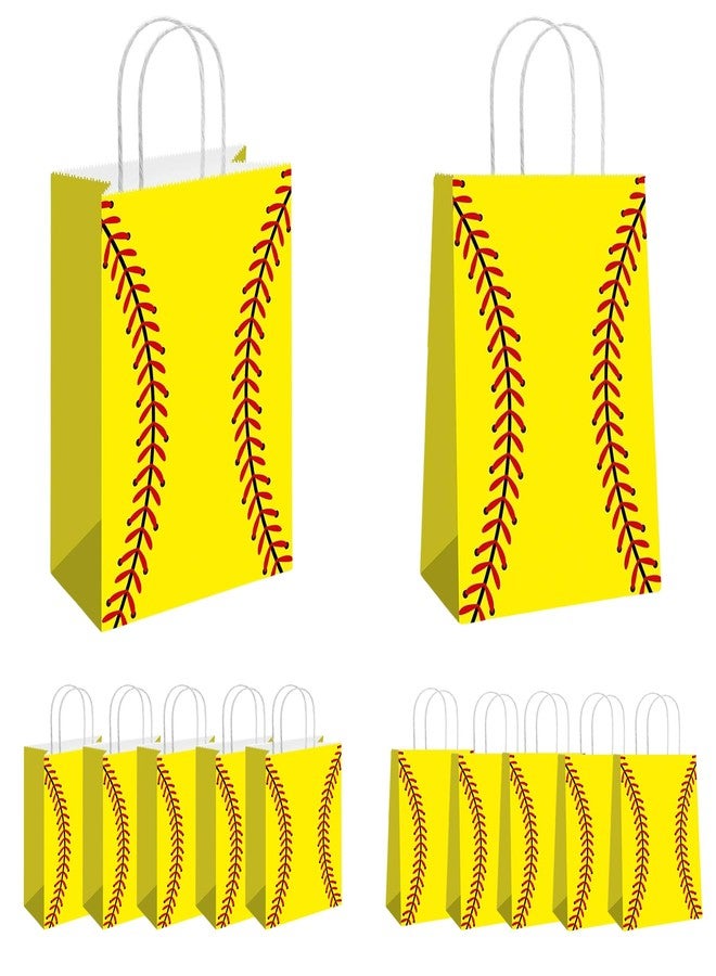 Rarapop 12 Pack Softball Gift Bags with Handle, Paper Snack Treat Goodie Bag for Softball Theme Party Favor Decorations Sports Birthday Celebration Supplies - Image 1