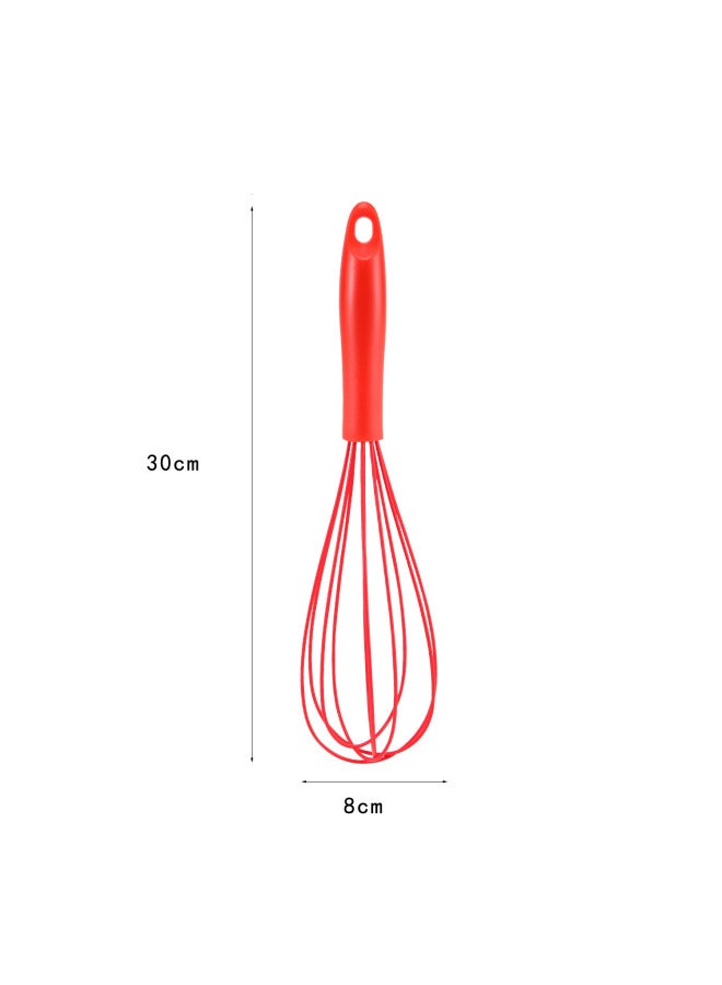 Silicone Egg Beater Manual Mixer Baking Creative Style Plastic Handle Egg Beater Kitchen Utensils/manual-Color:12 Inch Red - Image 1
