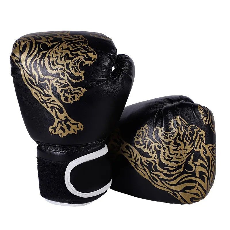 Generic PU Boxing Gloves Adult Kids Protection black tiger figure children 