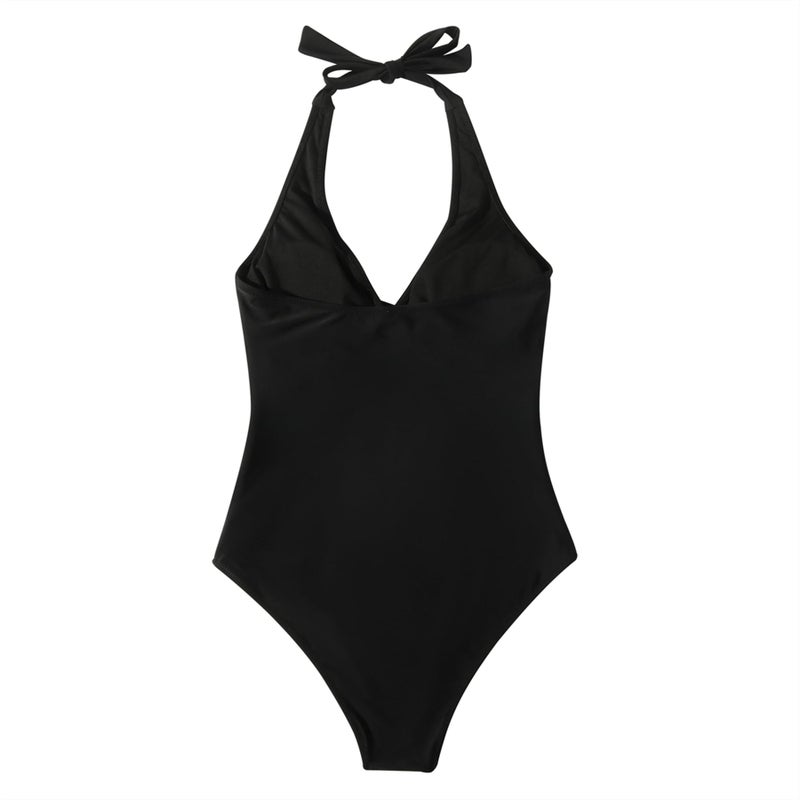 SUUKSESS Women Sexy Tummy Control One Piece Swimsuits Halter Push Up Monokini Bathing Suits (Black, M) - Image 5