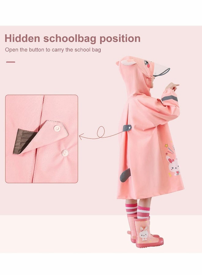 Generic Kids RainCoat, Reusable Children's raincoats, 3D Cartoon Kids Rain Jacket with Storage Backpack  - Image 3