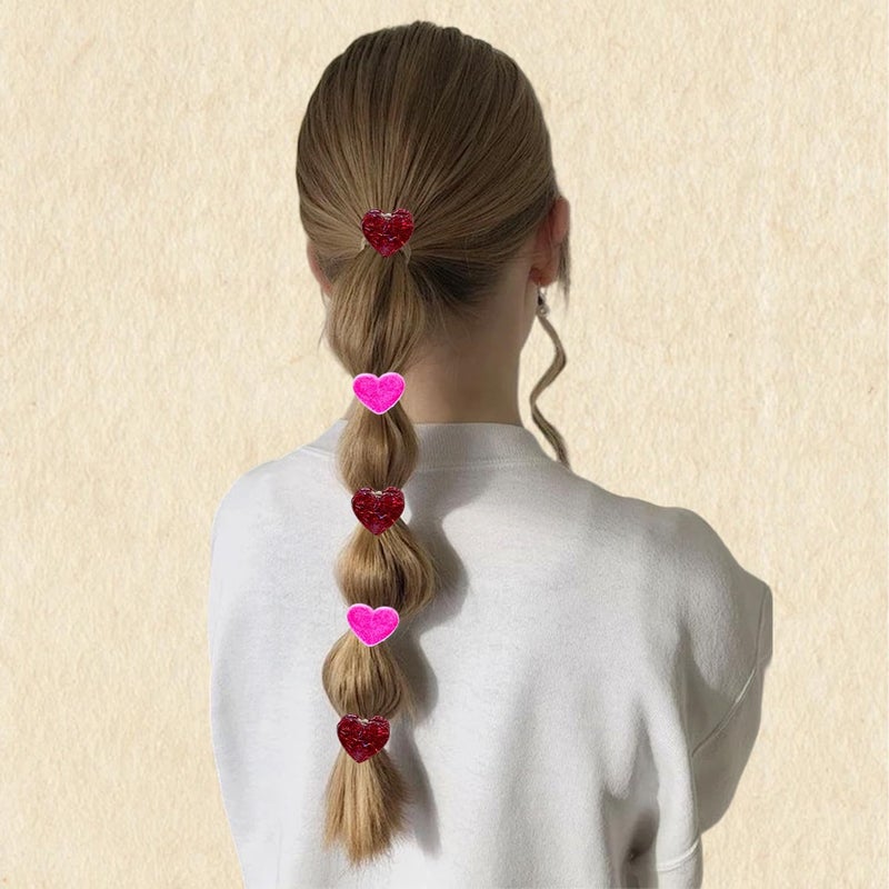 Mtruil Cute Mini Valentines Hair Claw Clips with Heart Design Acrylic Non-Slip Claw Hair Clips Reusable Red Glitter Clip for Hair for Women Girls Valentine's Day Accessories 8 PCS - Image 5