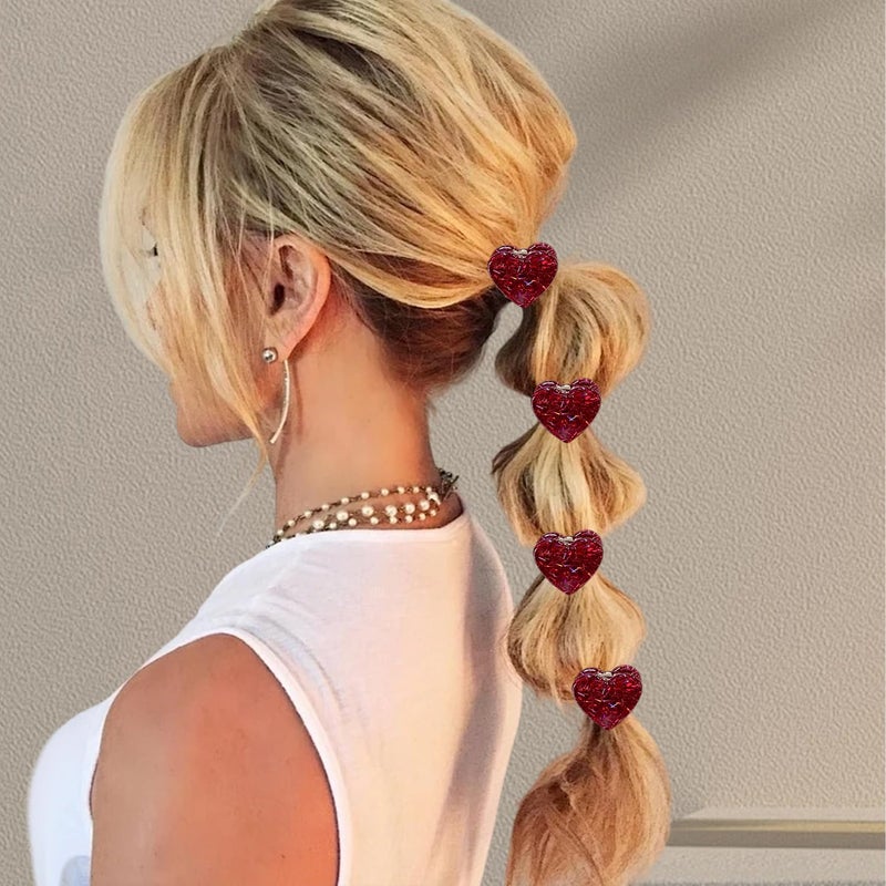 Mtruil Cute Mini Valentines Hair Claw Clips with Heart Design Acrylic Non-Slip Claw Hair Clips Reusable Red Glitter Clip for Hair for Women Girls Valentine's Day Accessories 8 PCS - Image 3