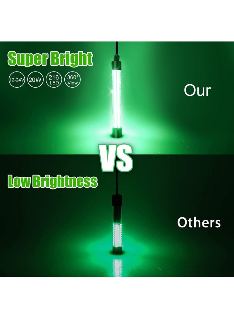 SYOSI - 12V 20W Submersible Fishing Light, 216 Leds Green Night Fishing Lights With Independent Switch, Underwater Fish Finder Lamp, Fishing Light Attractants With 5M Power Cord - Image 1
