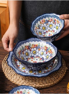 ماركة غير محددة طقم أدوات مائدة للمطبخ مكون من 15 قطعة، طقم هدايا، على الطراز البوهيمي، طقم عشاء كلاسيكي فاخر عالي الجودة، آمن للاستخدام في الفرن وغسالة الأطباق والميكروويف، زهرة عباد الشمس متعددة الألوان  - Image 2