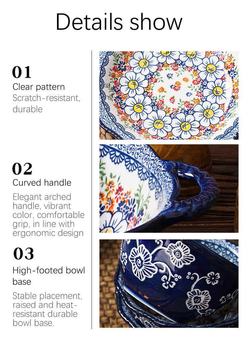 طقم أدوات مائدة للمطبخ مكون من 15 قطعة، طقم هدايا، على الطراز البوهيمي، طقم عشاء كلاسيكي فاخر وأنيق، آمن للاستخدام في الفرن وغسالة الأطباق والميكروويف - Image 5