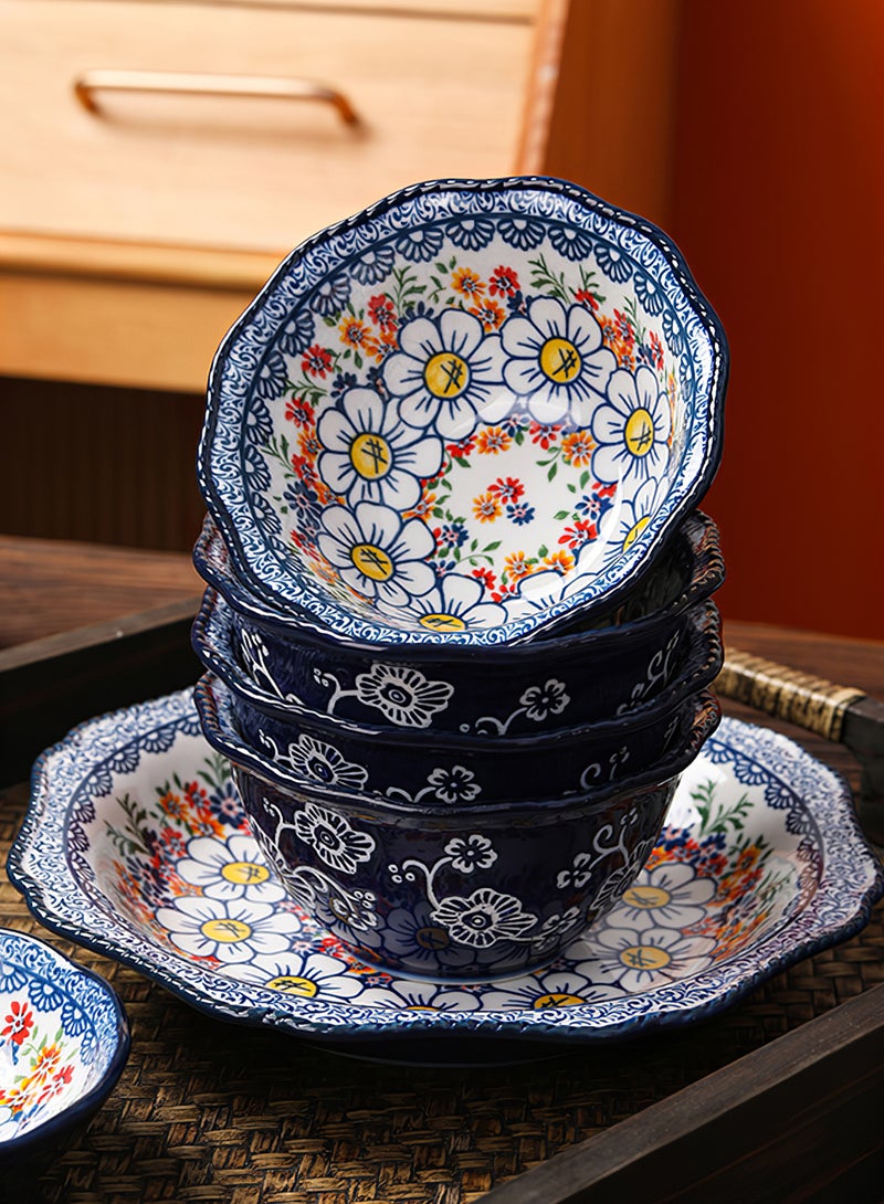 طقم أدوات مائدة للمطبخ مكون من 15 قطعة، طقم هدايا، على الطراز البوهيمي، طقم عشاء كلاسيكي فاخر وأنيق، آمن للاستخدام في الفرن وغسالة الأطباق والميكروويف - Image 3