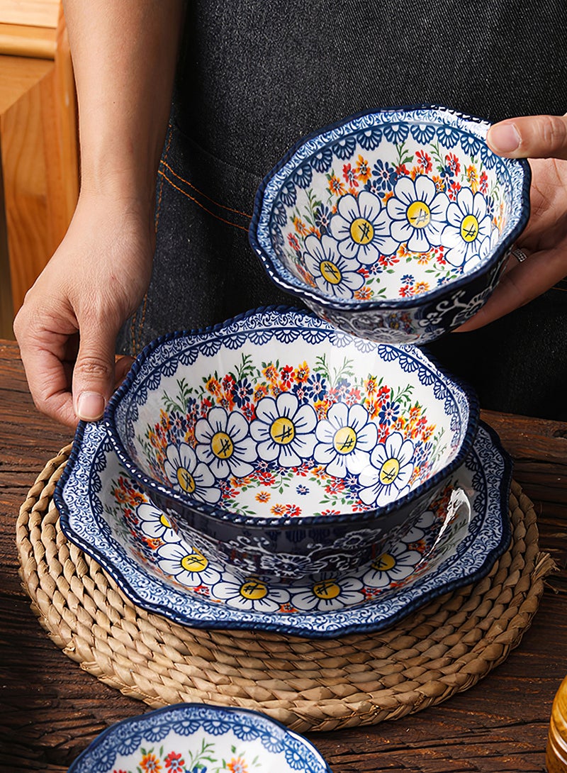 طقم أدوات مائدة للمطبخ مكون من 15 قطعة، طقم هدايا، على الطراز البوهيمي، طقم عشاء كلاسيكي فاخر وأنيق، آمن للاستخدام في الفرن وغسالة الأطباق والميكروويف - Image 2