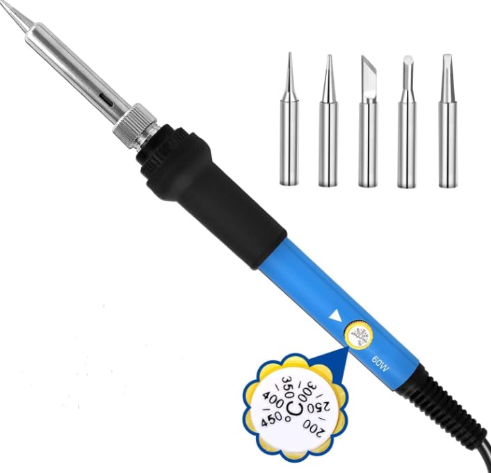 VMTRONIX 60 Watts Temperature Adjustable Soldering Iron Kit Set With 5 Additional Copper Tips (Pack of 12) - Image 1
