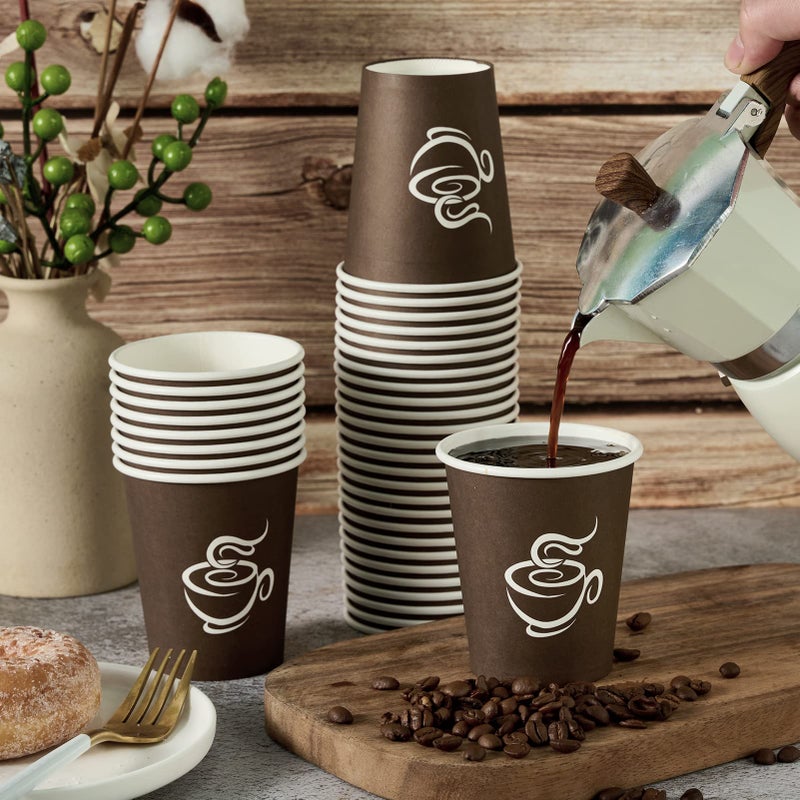 LITOPAK 400 Pack 8 oz Paper Cups, Brown Disposable Hot Coffee Cups for Party, Picnic, Travel, and Events - Image 3