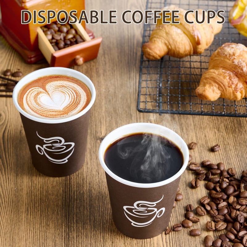 LITOPAK 400 Pack 8 oz Paper Cups, Brown Disposable Hot Coffee Cups for Party, Picnic, Travel, and Events - Image 4
