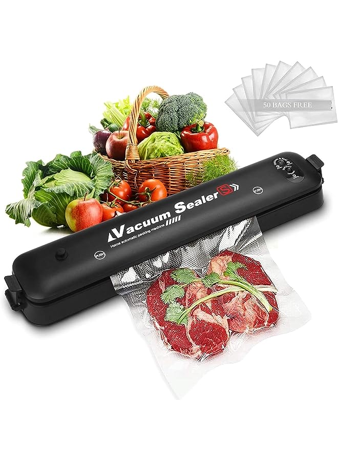 Raxoom Portable Food Saver Vacuum Sealer Machine With 2-Functions For Fruits, Nuts, Meat, Sweets, Vegetables, With 50 Pieces Sealed Bags. - Image 1