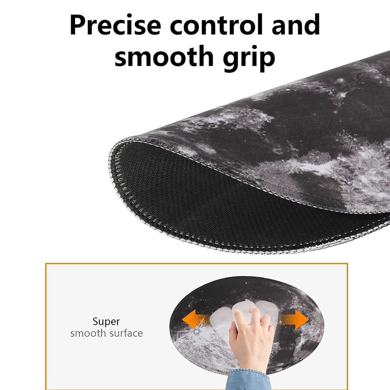 Qisan Round Gaming Mouse Pad Non Slip Rubber Mousepad 8.66x8.66x0.07 Inch with Stitched Edge Foldable Mouse Mat for Desktop, Laptop Mouse Pads for Desk | Computer Mouse Pad Gaming Mousepad (Grey Moon) - Image 4