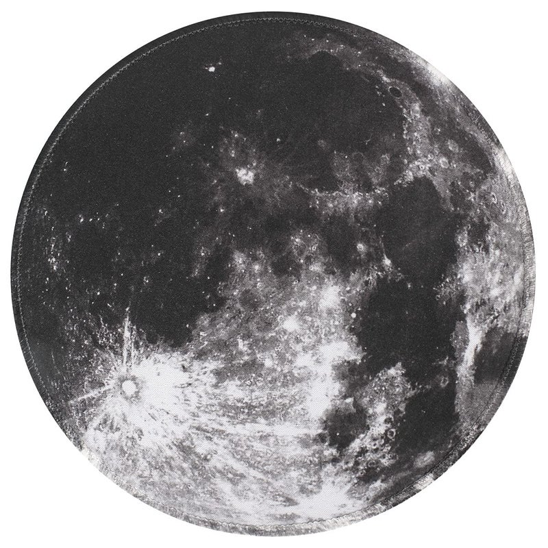 Qisan Round Gaming Mouse Pad Non Slip Rubber Mousepad 8.66x8.66x0.07 Inch with Stitched Edge Foldable Mouse Mat for Desktop, Laptop Mouse Pads for Desk | Computer Mouse Pad Gaming Mousepad (Grey Moon) - Image 1
