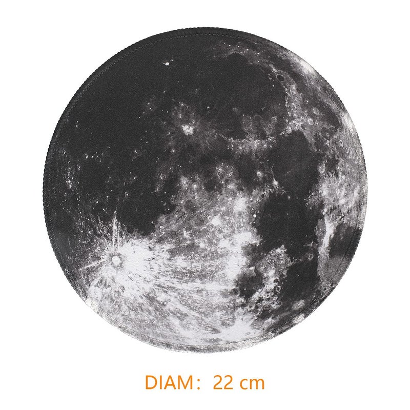 Qisan Round Gaming Mouse Pad Non Slip Rubber Mousepad 8.66x8.66x0.07 Inch with Stitched Edge Foldable Mouse Mat for Desktop, Laptop Mouse Pads for Desk | Computer Mouse Pad Gaming Mousepad (Grey Moon) - Image 5