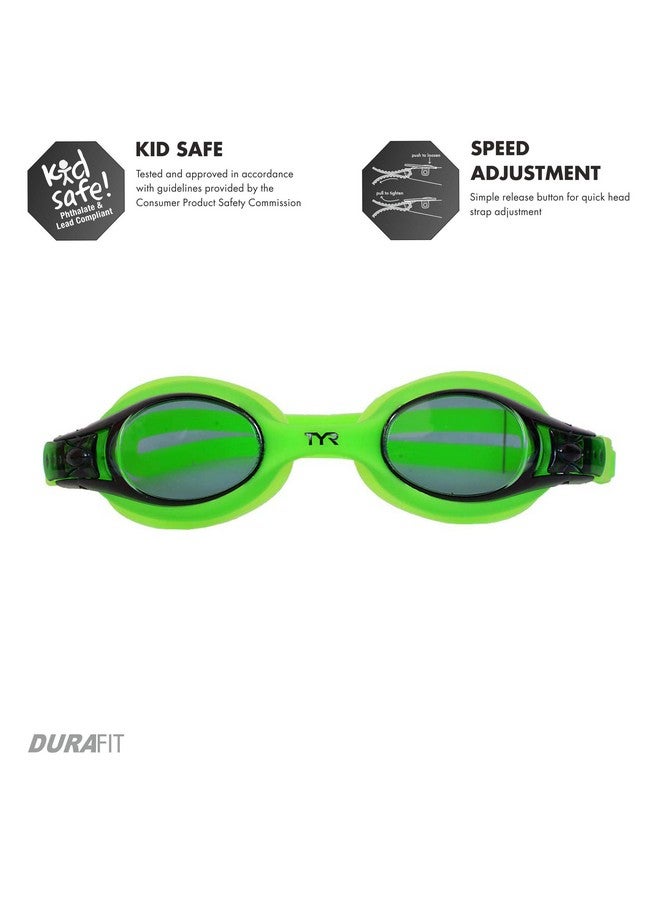 TYR Kids Swimple Swim Goggle, Smoke;Green - Image 3