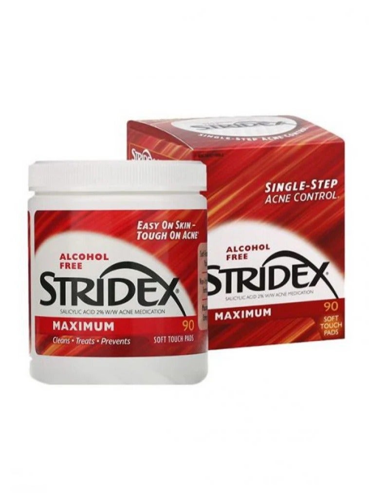 سترايدكس مسحات قطنية ماكسيموم للعناية بحب الشباب 90 قطعة - Image 1