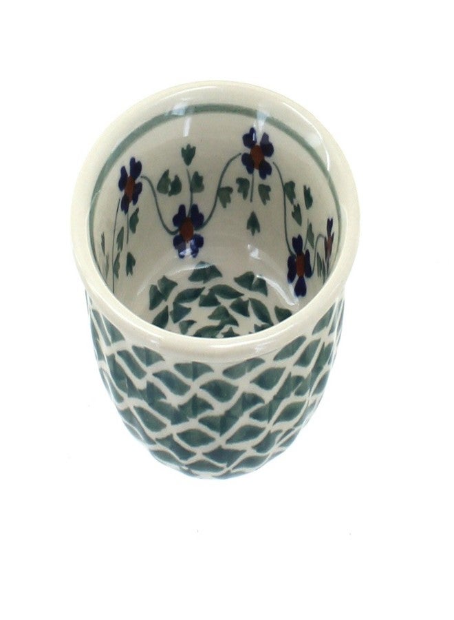 Blue Rose Pottery Blue Rose Polish Pottery - Green Sage Floral Small Bowl - 3.5" Diameter - Unique Dish for Appetizers, Nuts, or Candy - Image 1
