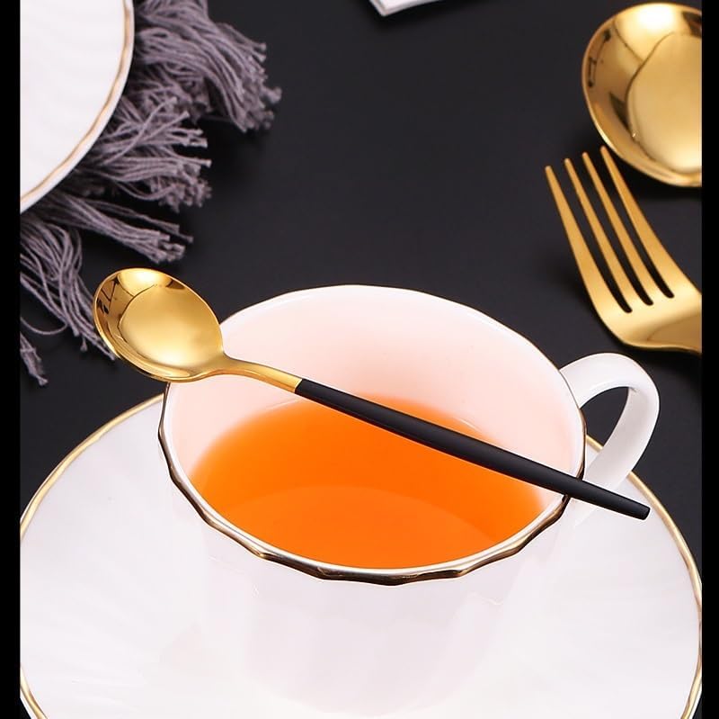 Silverware Set 10/20/30Piece Portuguese Cutlery Flat Handle Stainless Steel Knives, Forks, Spoons and Chopsticks(Pink Gold,2 Set) - Image 5