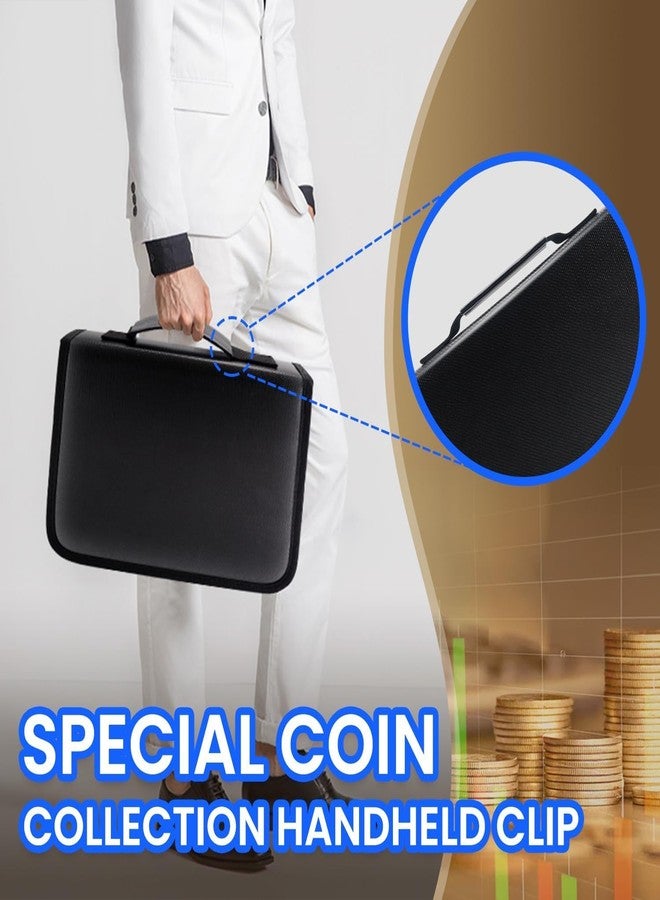 Ordlv 400 Pockets Coin Collection Book with Handle, Fireproof & Waterproof Coin Holder for Collectors, 36 Paper Coin Collection Supplies for Coin Currency Collection, Money Saving Binder for Pennies,Bill - Image 2