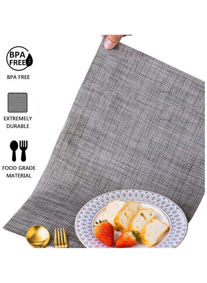 TOMSHOO Placemats Set of 4, Heat-Resistant Woven Vinyl Placemat, Non-Slip Washable PVC Table Mat, Plastic Table Mats for Dining Table, Kitchen Table 30x45 cm Dark Grey - Image 2