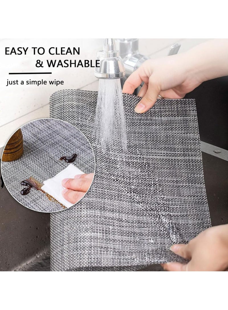 TOMSHOO Placemats Set of 4, Heat-Resistant Woven Vinyl Placemat, Non-Slip Washable PVC Table Mat, Plastic Table Mats for Dining Table, Kitchen Table 30x45 cm Dark Grey - Image 3