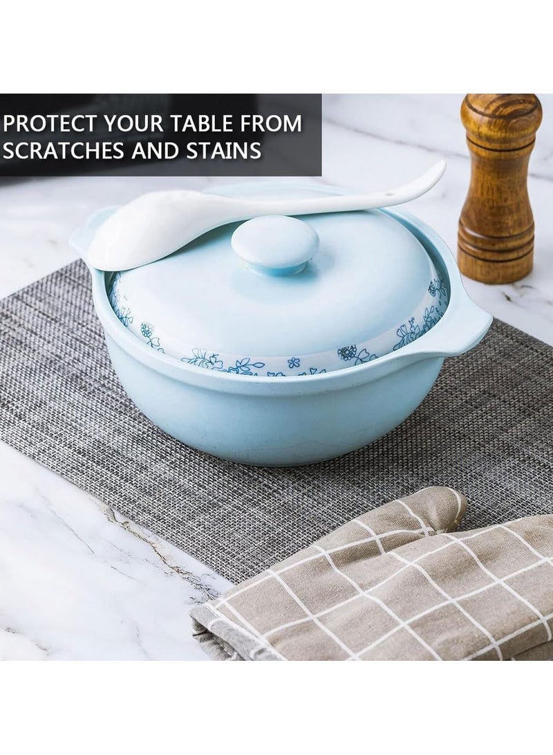 TOMSHOO Placemats Set of 4, Heat-Resistant Woven Vinyl Placemat, Non-Slip Washable PVC Table Mat, Plastic Table Mats for Dining Table, Kitchen Table 30x45 cm Dark Grey - Image 4