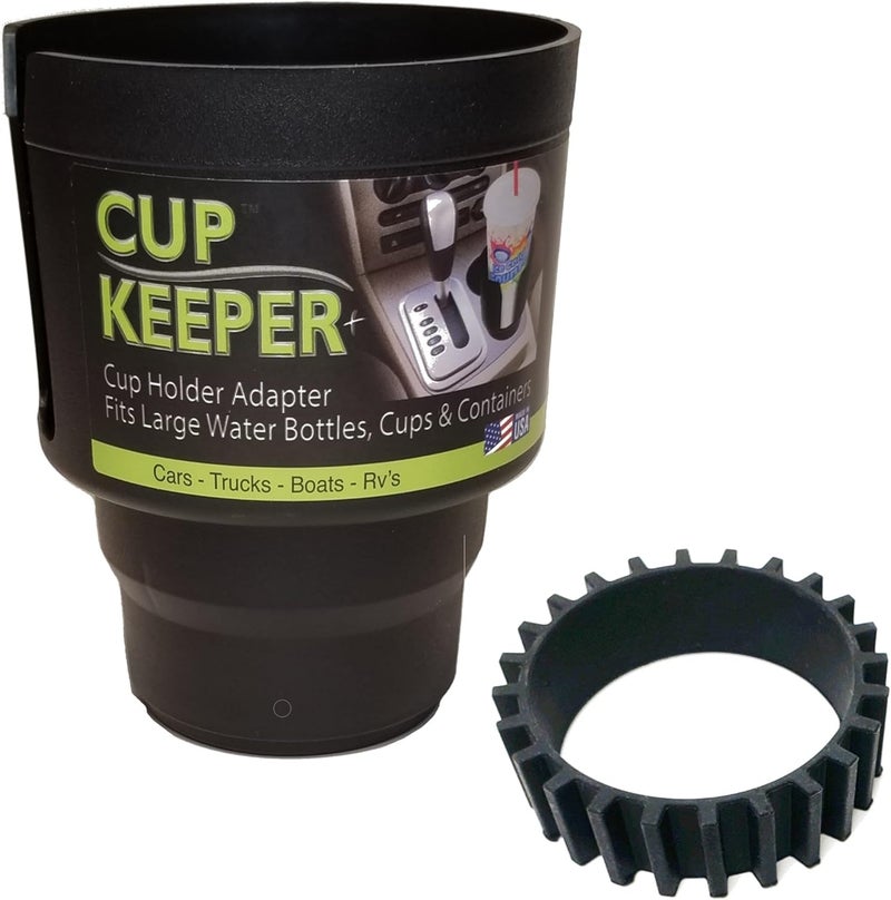 Gadjit Cup Keeper Plus with Beverage Bands Car Cup Holder Adapter Expands to Hold Larger Beverage Containers up to 37 DiameterFits 32 oz Flasks  Water Bottles - Image 1