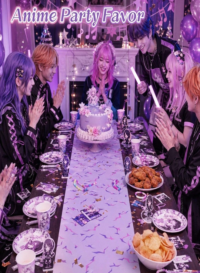 ACOCO 13" x 72" Anime Hunter Style Birthday Runner Decorations, Korean Idol Movie Theme Table Decor Purple Lightning Energy Pattern for Home Dining Table Graduation Bachelor - Image 5