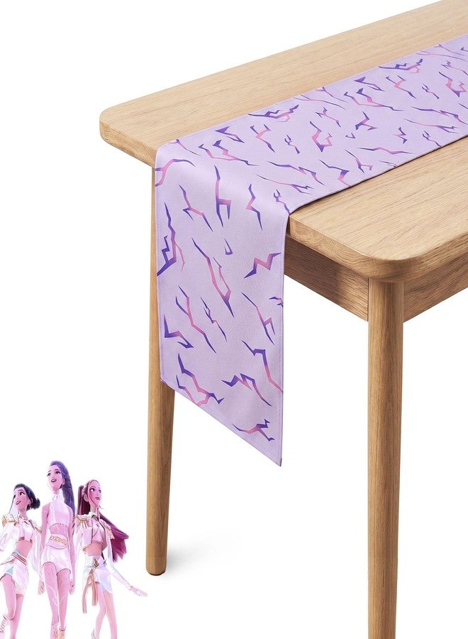 ACOCO 13" x 72" Anime Hunter Style Birthday Runner Decorations, Korean Idol Movie Theme Table Decor Purple Lightning Energy Pattern for Home Dining Table Graduation Bachelor - Image 1