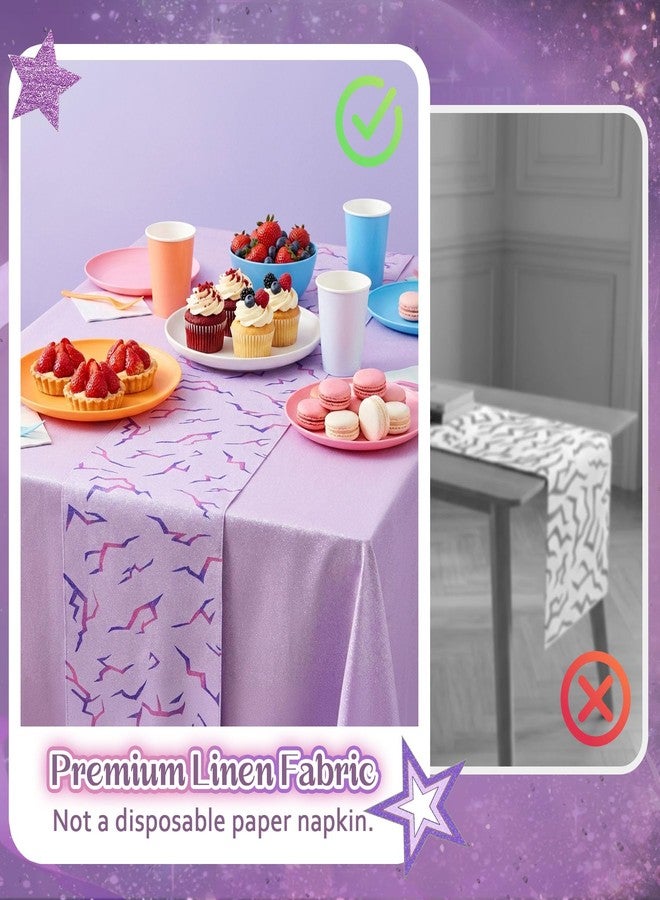 ACOCO 13" x 72" Anime Hunter Style Birthday Runner Decorations, Korean Idol Movie Theme Table Decor Purple Lightning Energy Pattern for Home Dining Table Graduation Bachelor - Image 4