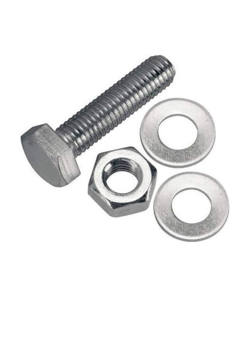 Generic 12 pcs Hex Head Screw Bolts Nuts & Washers Fully Thread GI Plain Finish Bolt Set. (8, 40MM)  - Image 1