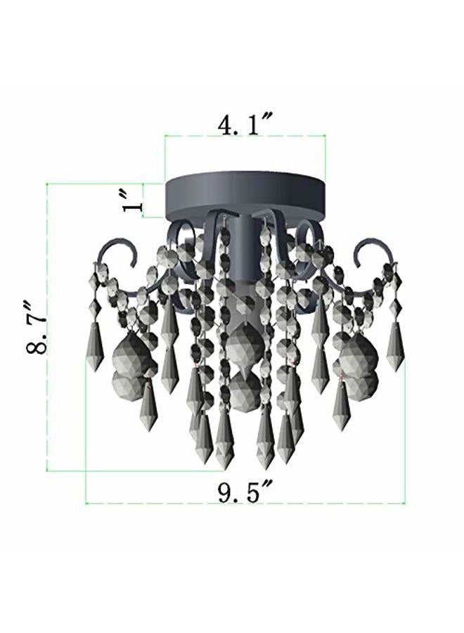 QS Small Crystal Ceiling Light Fixture Flush Mount,Black Ceiling Lights Modern Chandelier,Bedroom Hallway Closet Light Fixture Ceiling,Dia9.5" 1 Light E12 - Image 2