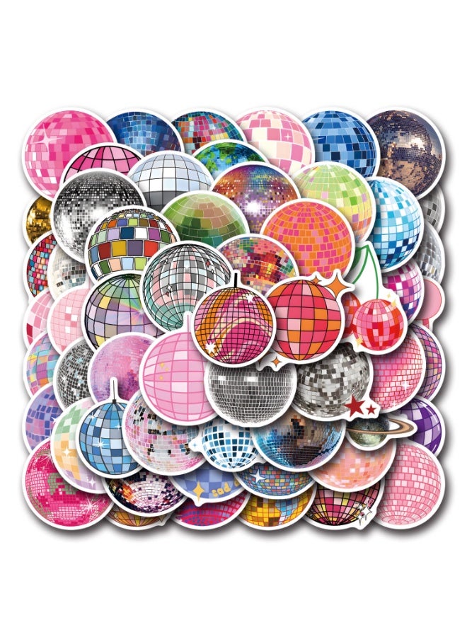 NIBEMINENT 55 Pcs Disco Ball Deco Kit Waterproof Stickers, High Definition Printing Bright Colors, Suitable for Laptop Skateboard Luggage Water Bottle Guitar DIY - Image 2