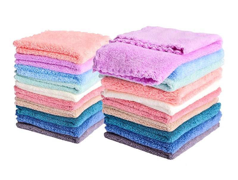 Kyapoo 20 Pack Baby Washcloths Microfiber Coral Fleece Extra Absorbent and Soft for Newborns Infants and Toddlers