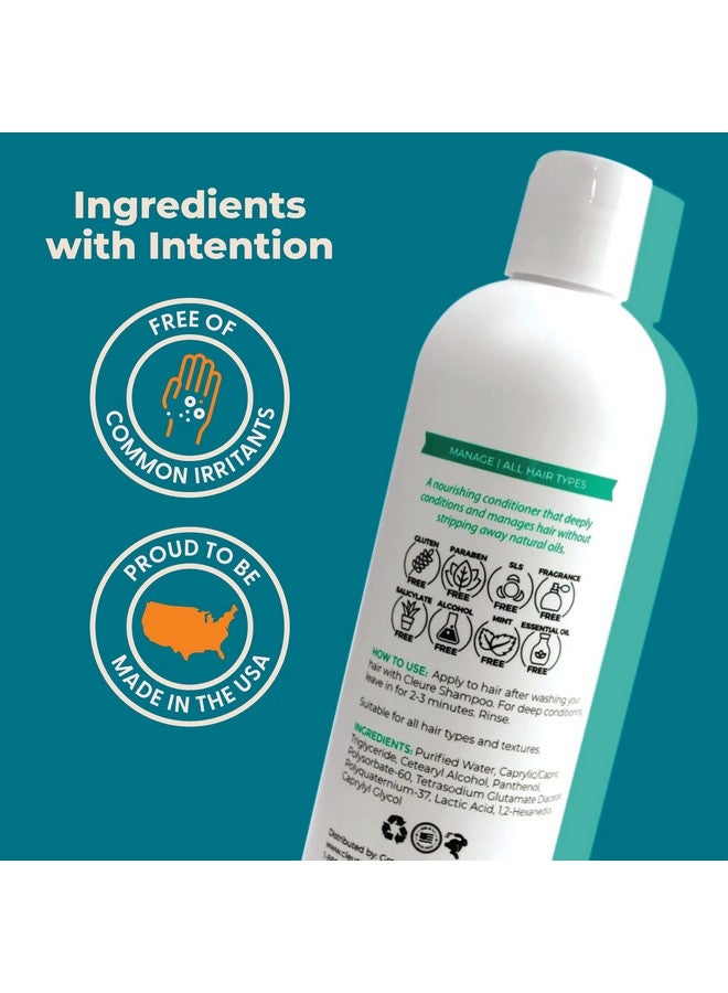 Cleure Hydrating Fragrance Free Conditioner Hypoallergenic Sls Free & Paraben Free Unscented (12 Fl Oz Pack Of 1)  - Image 4