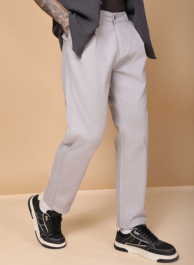 Hence Men Relaxed Mid-Rise Pleated Linen Formal Trousers - Image 5