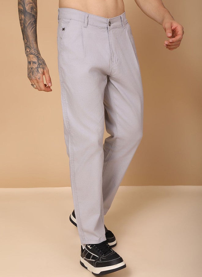 Hence Men Relaxed Mid-Rise Pleated Linen Formal Trousers - Image 2