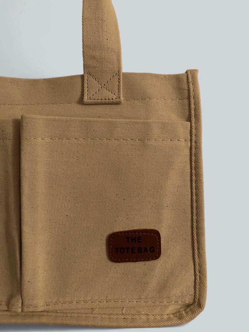Gabiess Women Canvas Fabric Beige Color Two Piece Front Pocket Tote Bag Hand and Shoulder Bag  - Image 3
