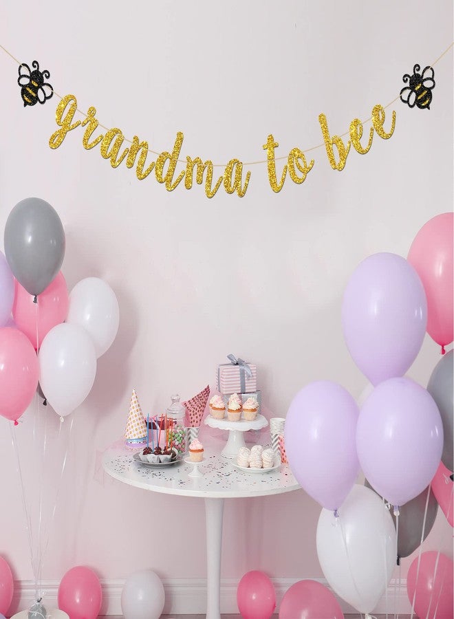 INNORU Grandma to Bee Banner, Bumble Bee Themed Baby Shower Party Decorations, New Grandmother, Pregnant Annountanct Party Decorations, Gold Glitter - Image 5