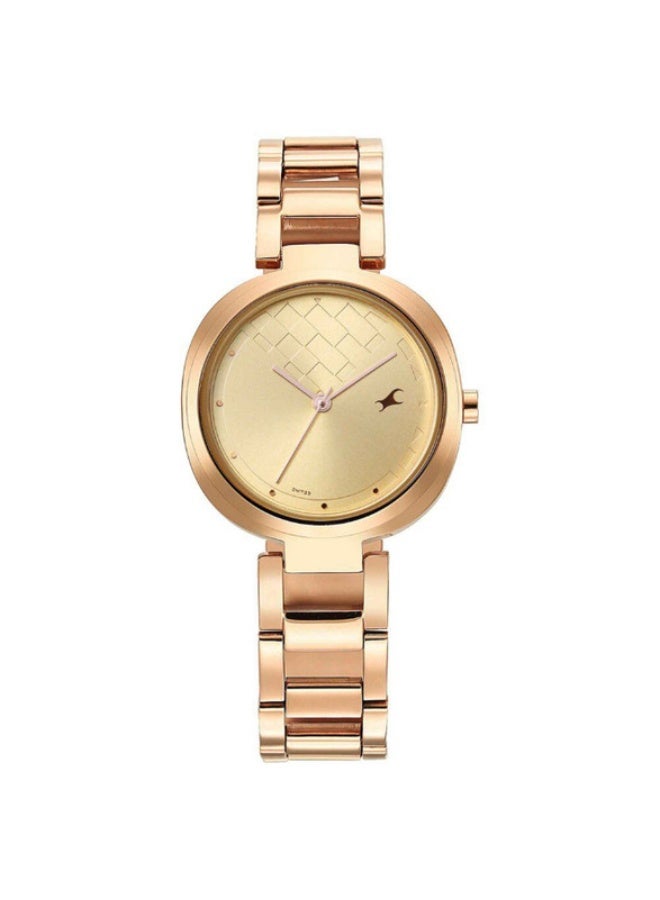 Fastrack Stunners Quartz Analog Golden Dial Stainless Steel Strap Watch for Girls 6247wm01 - Image 1