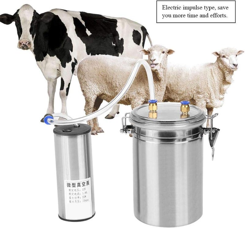 klarako Milking Machine Kit, 2L Electric Milking Machine Portable Stainless Steel Milker for Sheep Cows (110-240V) Cow Goat Milking Machine Pulsation Vacuum Pump Milker Automatic Livestock Milking - Image 4