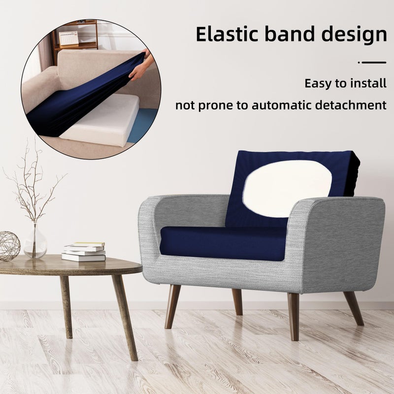 BIETYONE 8Pcs Stretch Patio Cushion Covers,Outdoor Couch Covers Replacement,Outdoor Couch & Sofa Slipcovers,for Patio Furniture Cushion Covers,Washable Reusable urniture Protector (Navy Blue,Cover Only) - Image 5