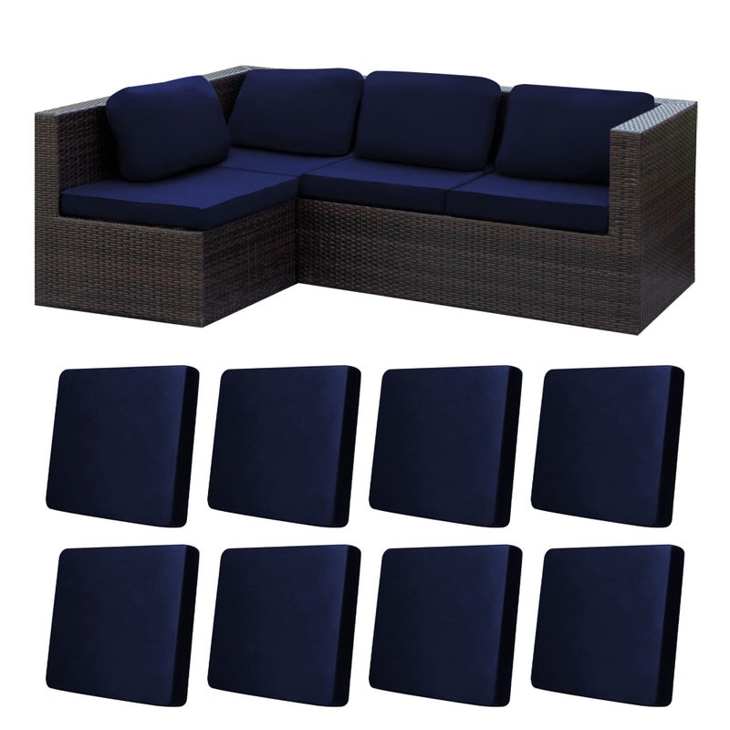 BIETYONE 8Pcs Stretch Patio Cushion Covers,Outdoor Couch Covers Replacement,Outdoor Couch & Sofa Slipcovers,for Patio Furniture Cushion Covers,Washable Reusable urniture Protector (Navy Blue,Cover Only) - Image 1