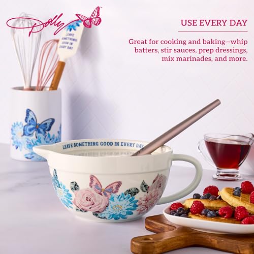 Dolly Parton Ceramic Batter Bowl, Mosaic Design with Inspirational Quote, Capacity, Spout and Handle, Dishwasher Safe, 2.5 Quart - Image 5